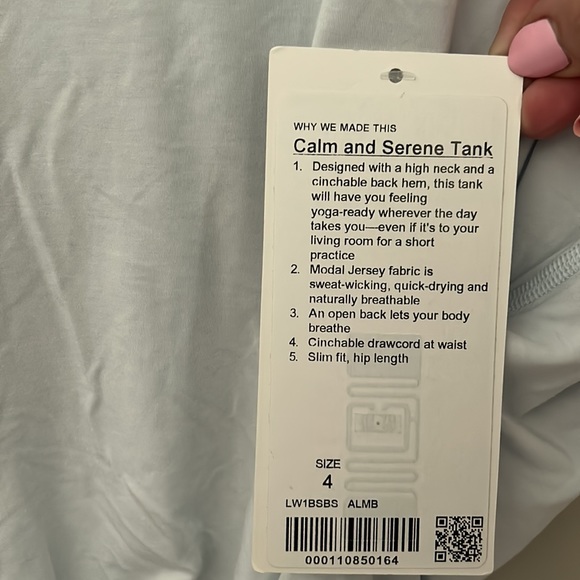 NWT Lululemon Calm and Serene Tank Sz 4 Pale Blue Open Tie Back - Picture 6 of 9